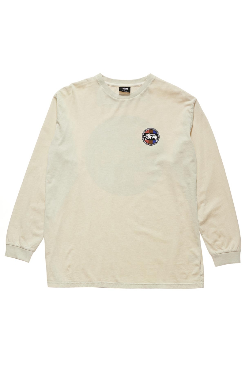 White Women\'s Stussy Roots Pigment LS Sweatshirts | CA0000952