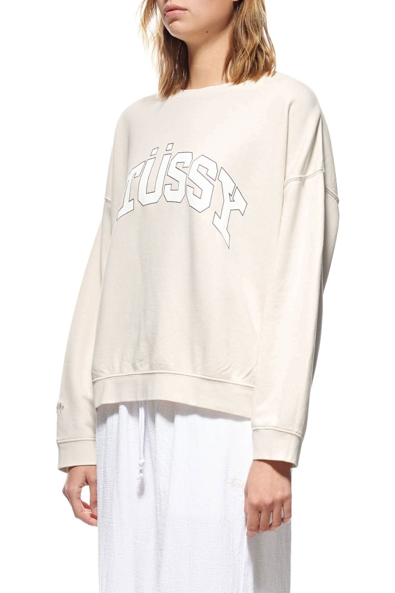 White Women's Stussy Scholarship BF Crew Sweaters | CA0000850