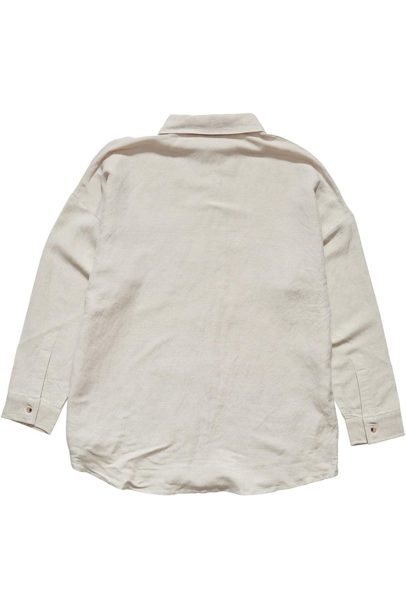 White Women's Stussy Shoreline BF Linen Shirt Sportswear | CA0000784