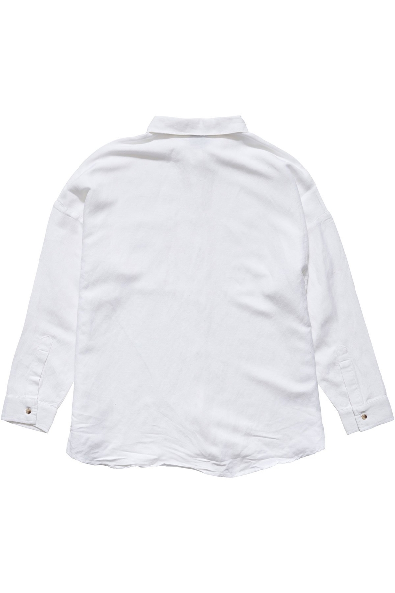 White Women's Stussy Shoreline BF Linen Shirt Sportswear | CA0000786