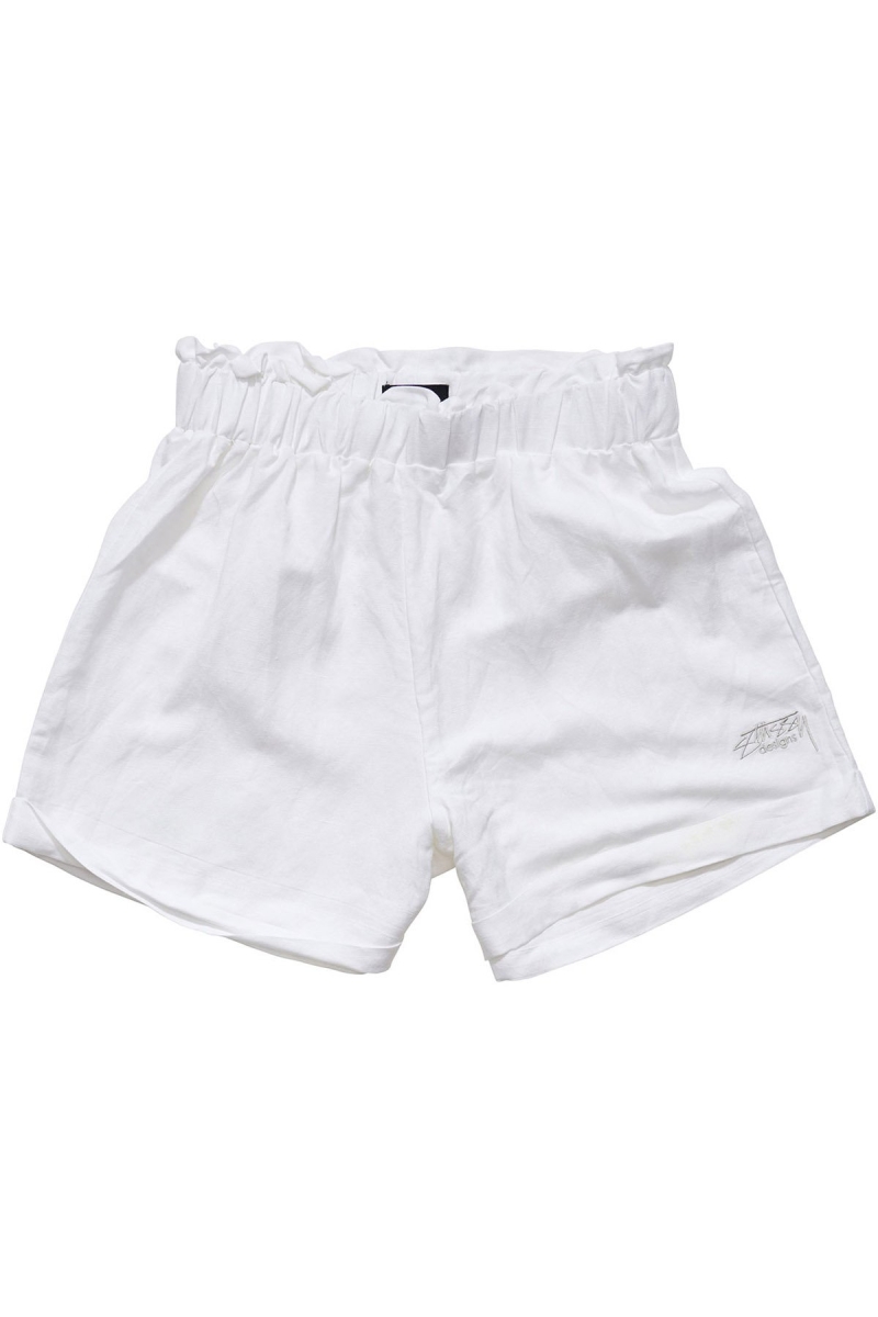 White Women\'s Stussy Shoreline Linen Beach Short Shorts | CA0000674