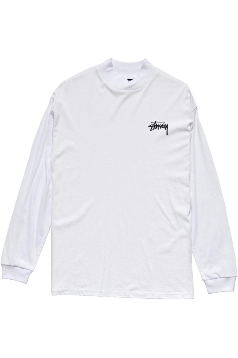 White Women's Stussy Shrooms Mock Neck LS Sweatshirts | CA0000954