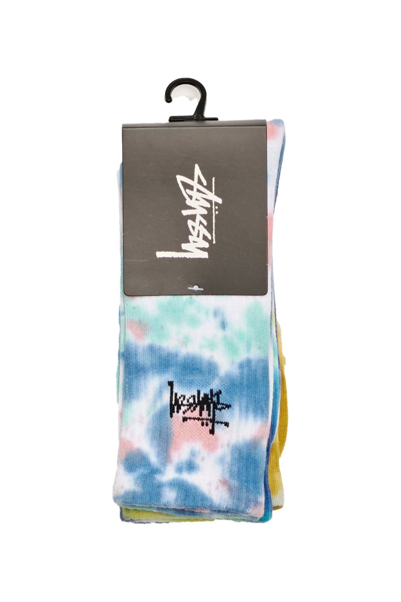 White Women's Stussy Tie Dye (3 Pack) Socks | CA0000745