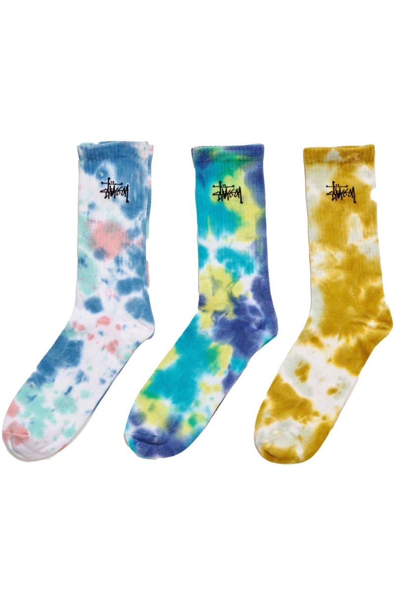 White Women\'s Stussy Tie Dye (3 Pack) Socks | CA0000745