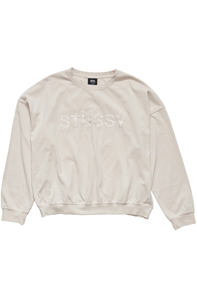 White Women\'s Stussy Trail Embroidered Rugby Crew Sportswear | CA0000799