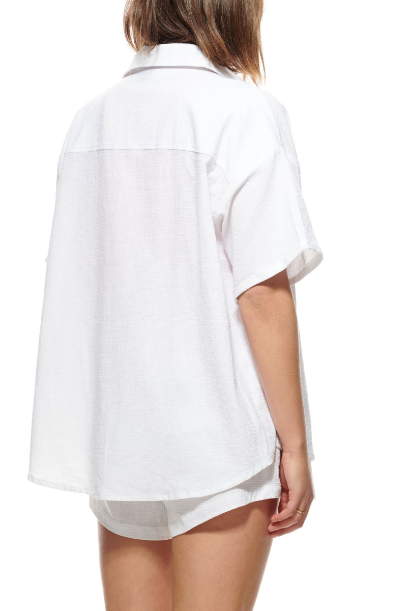 White Women's Stussy Vermont OS Shirt Sportswear | CA0000801