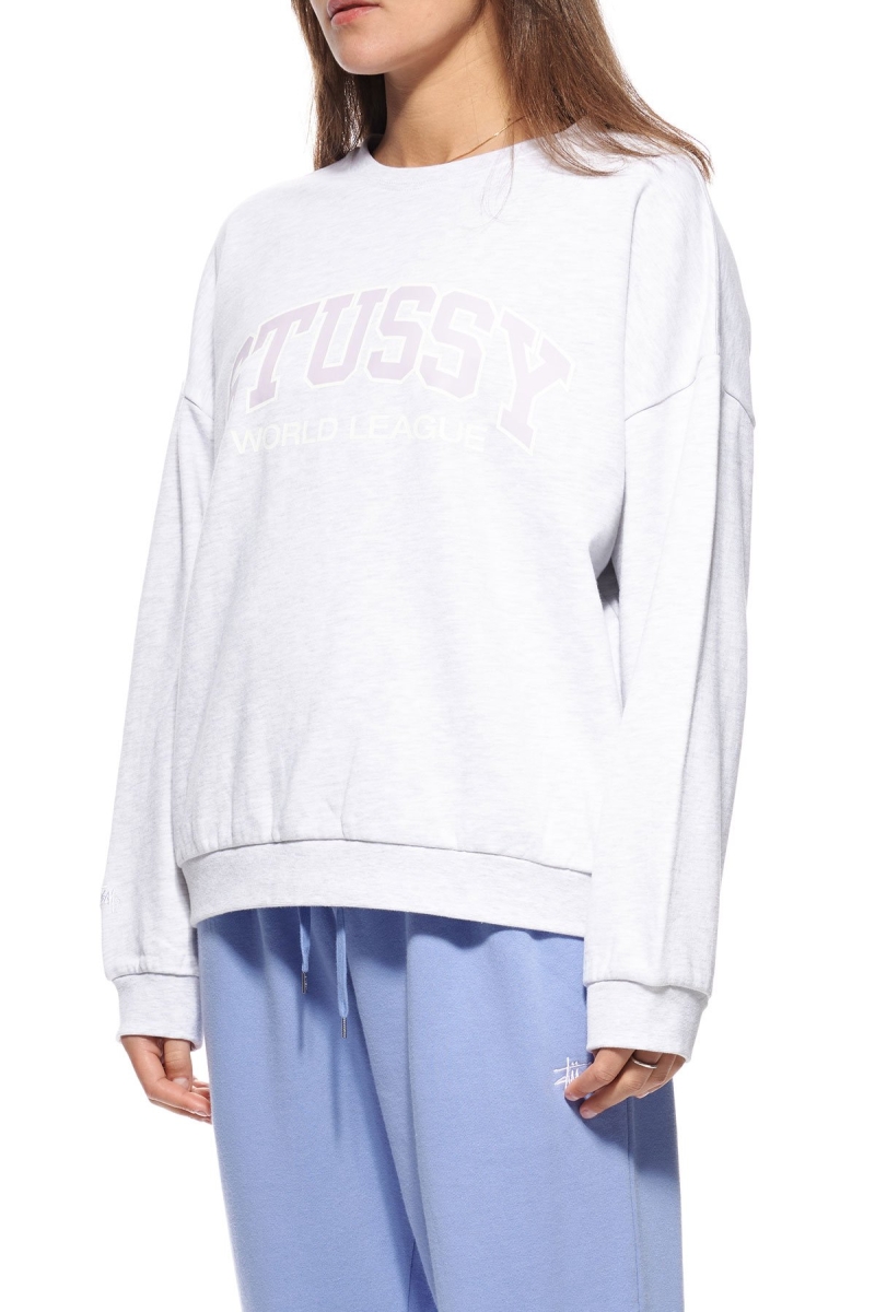 White Women's Stussy World League OS Crew Sweaters | CA0000869