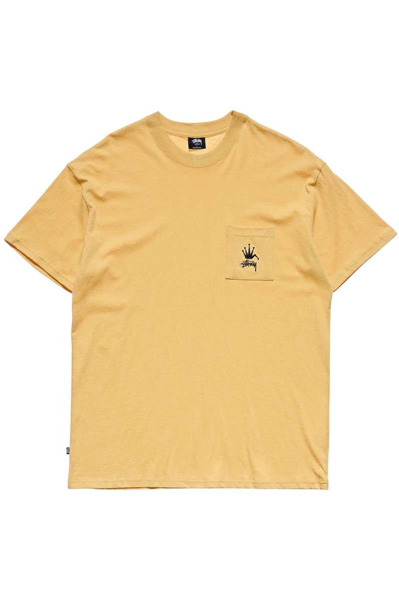 Yellow Men\'s Stussy Crown Pocket SS T Shirts | CA0000146