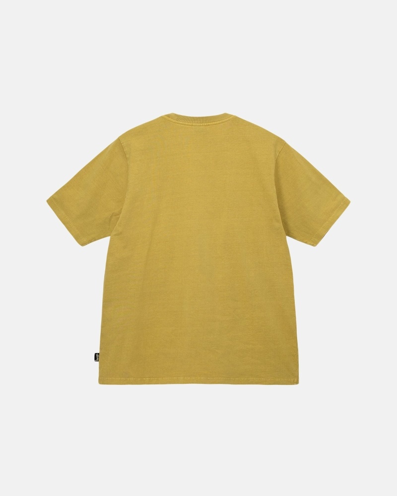 Yellow Men's Stussy Heavyweight Pigment Dyed Crew T Shirts | CA0000202