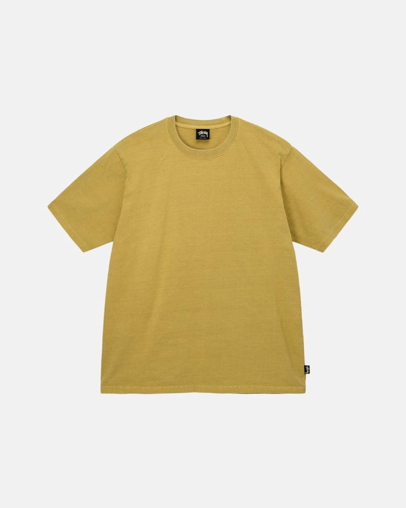 Yellow Men\'s Stussy Heavyweight Pigment Dyed Crew T Shirts | CA0000202