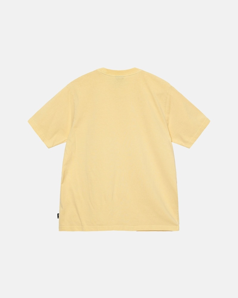 Yellow Men's Stussy Heavyweight Pigment Dyed Crew T Shirts | CA0000203