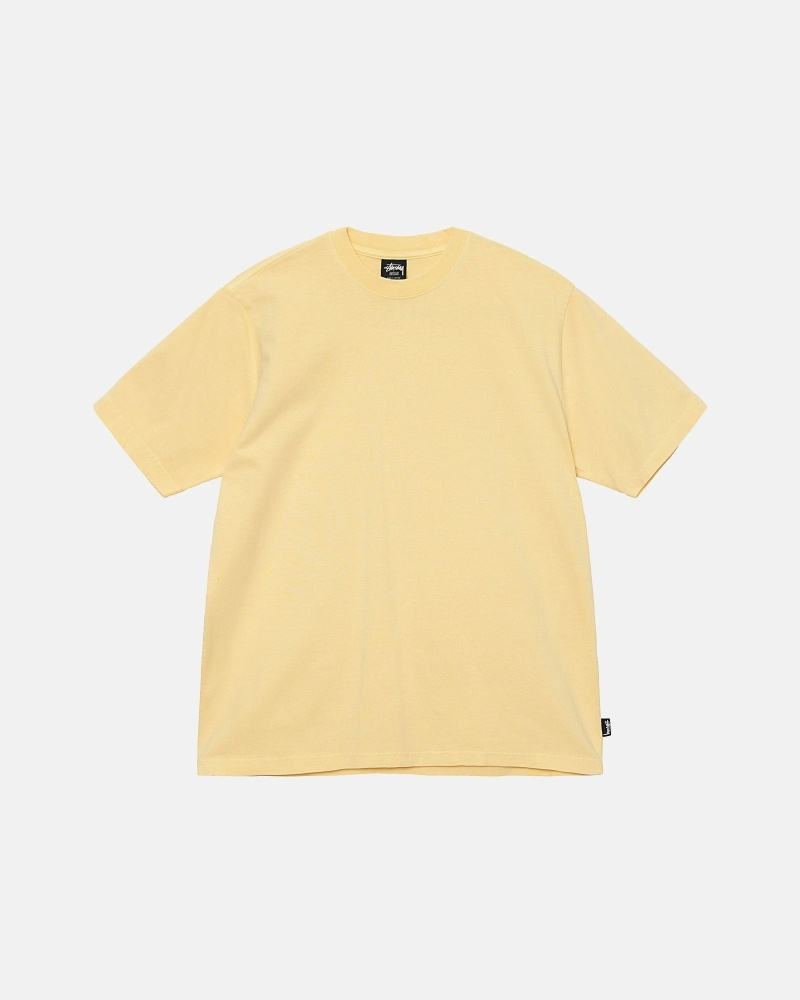 Yellow Men\'s Stussy Heavyweight Pigment Dyed Crew T Shirts | CA0000203