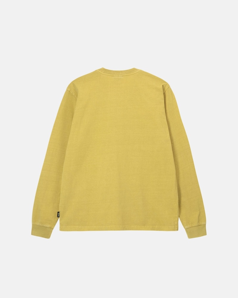 Yellow Men's Stussy Heavyweight Pigment Dyed Ls Crew T Shirts | CA0000209