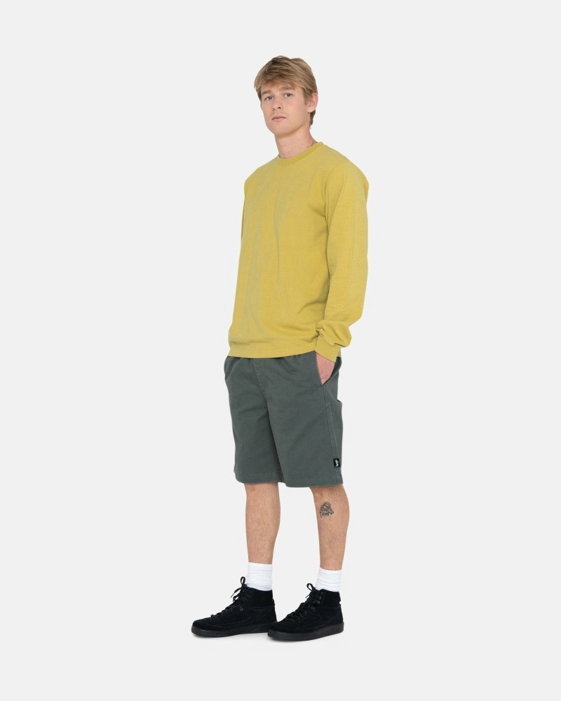 Yellow Men's Stussy Heavyweight Pigment Dyed Ls Crew T Shirts | CA0000209