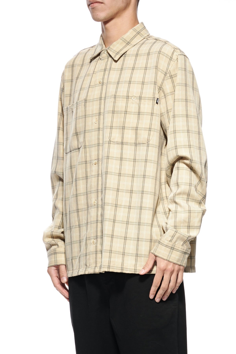 Yellow Men's Stussy Mellow Check LS Shirts | CA0000324