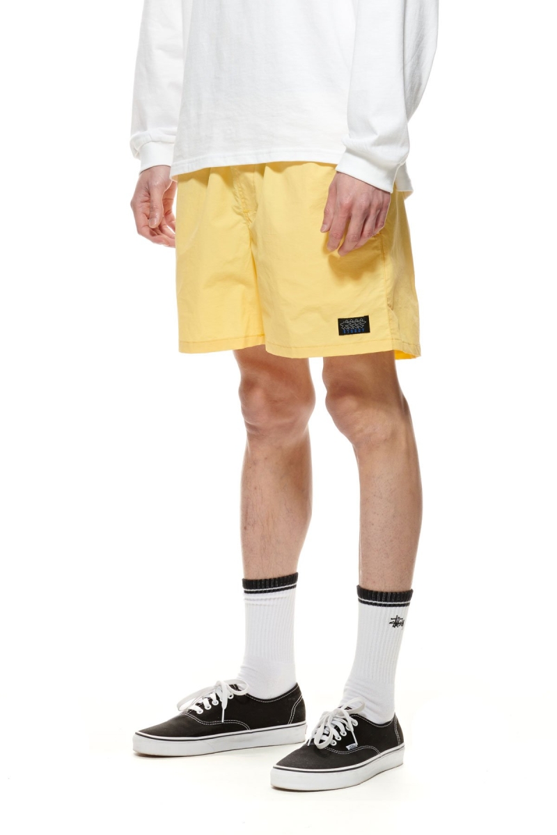 Yellow Men's Stussy Nylon Big Beach Shorts | CA0000650