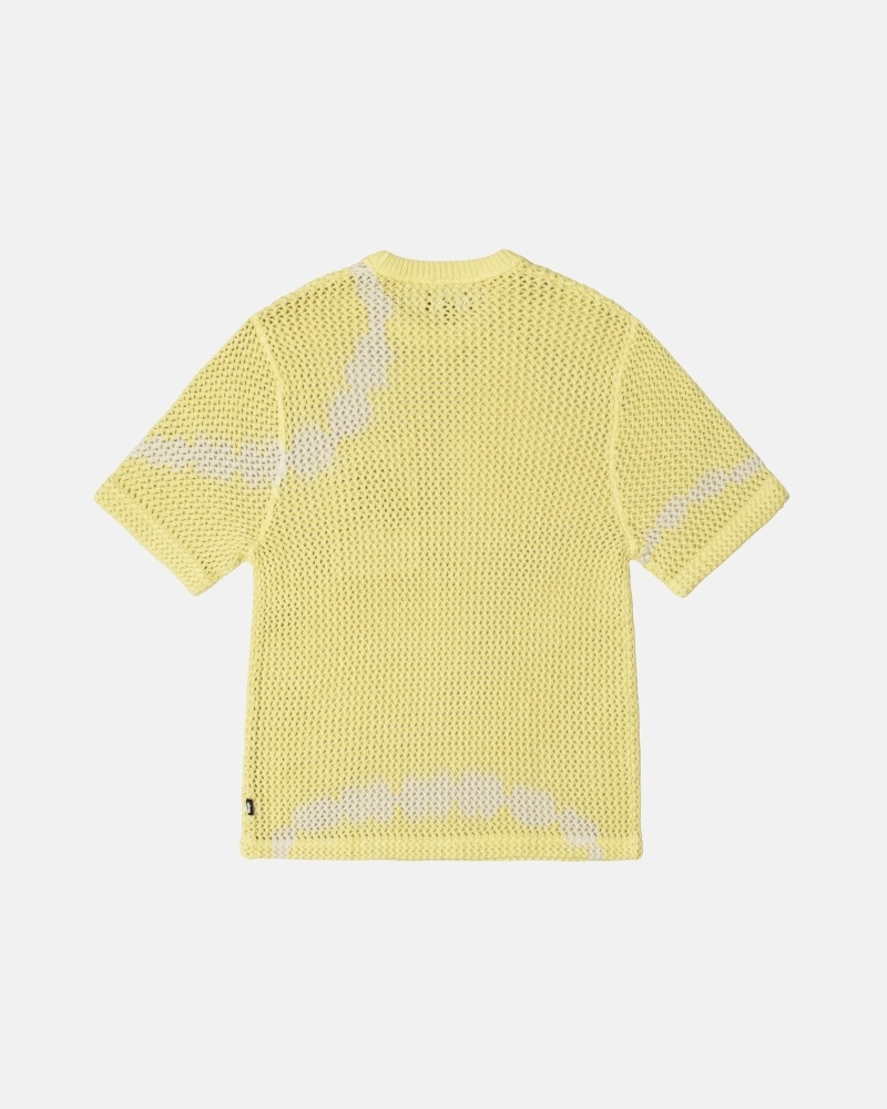 Yellow Men's Stussy O'Dyed Heavyweight Mesh Crew T Shirts | CA0000250