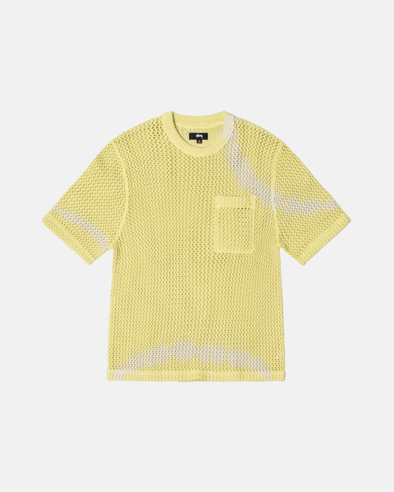 Yellow Men\'s Stussy O\'Dyed Heavyweight Mesh Crew T Shirts | CA0000250