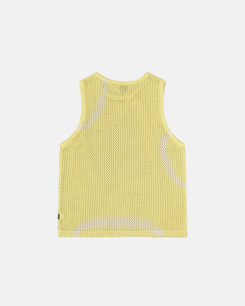 Yellow Men's Stussy O'Dyed Heavyweight Mesh Tanks | CA0000966