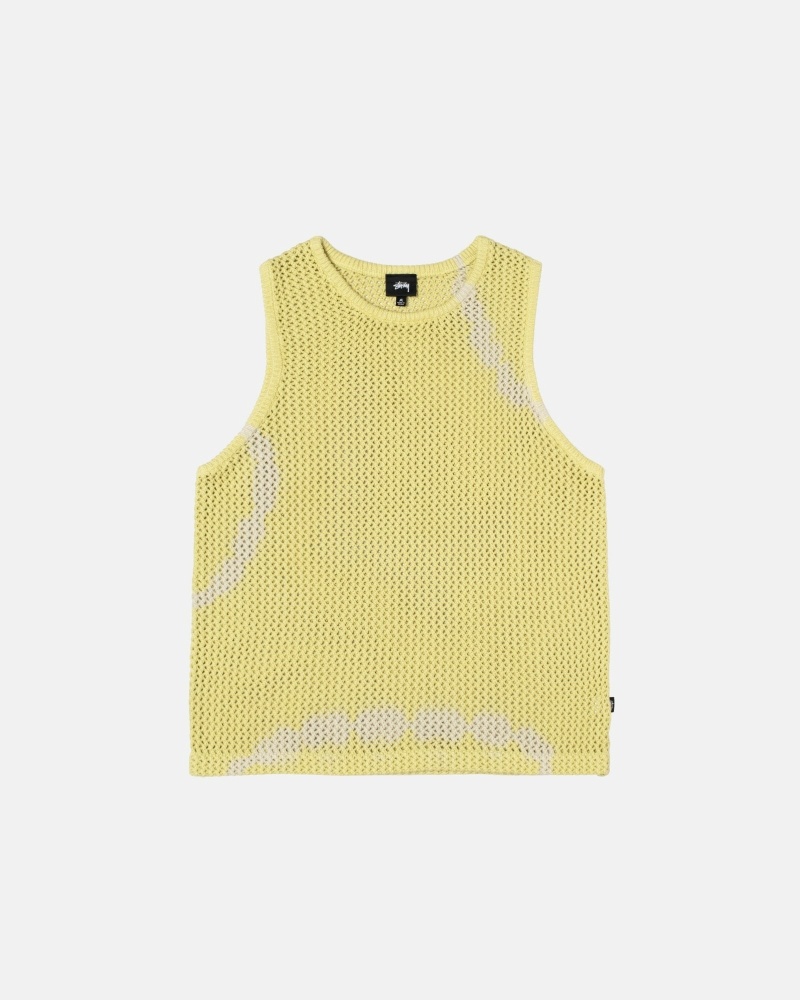 Yellow Men\'s Stussy O\'Dyed Heavyweight Mesh Tanks | CA0000966