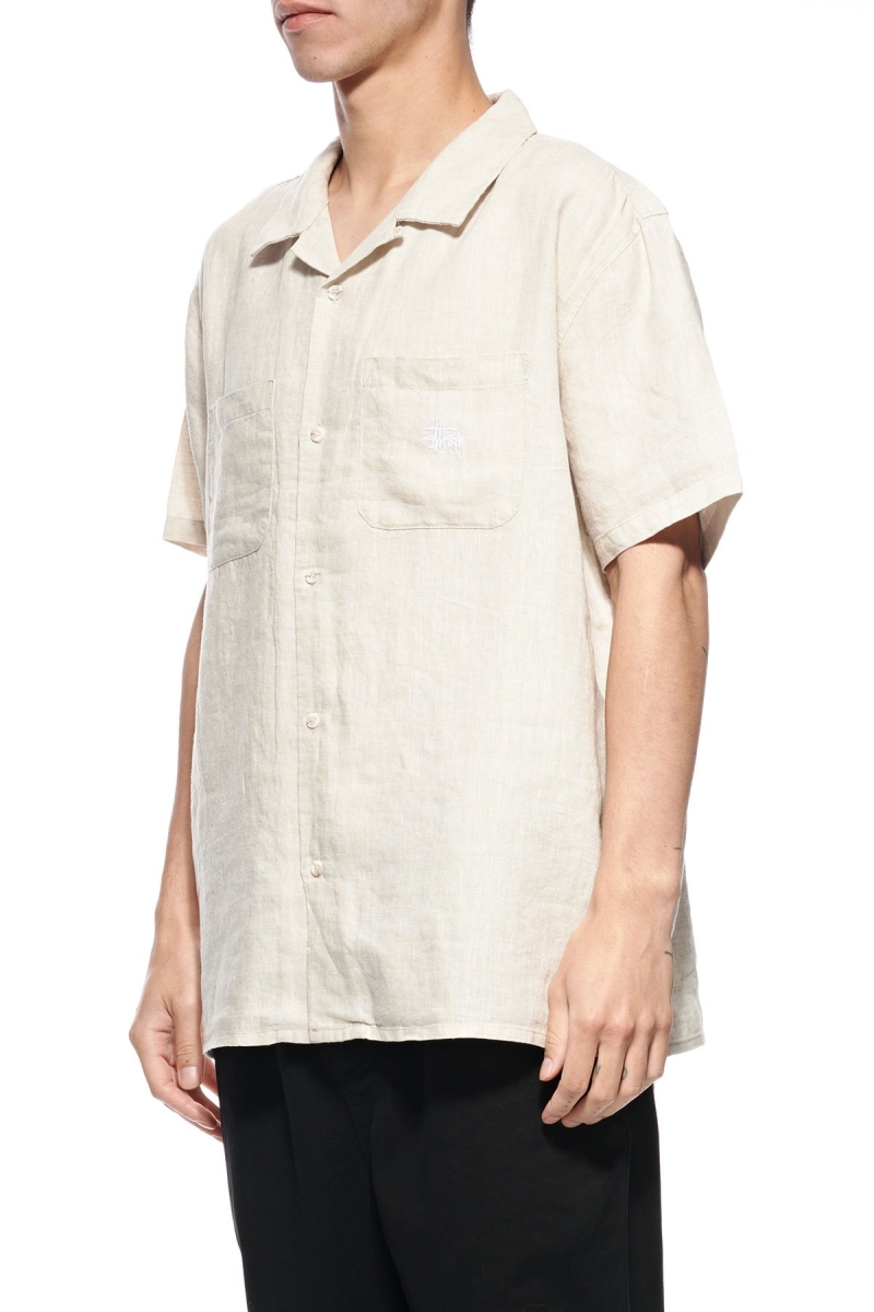 Yellow Men's Stussy Short Linen SS Shirts | CA0000333