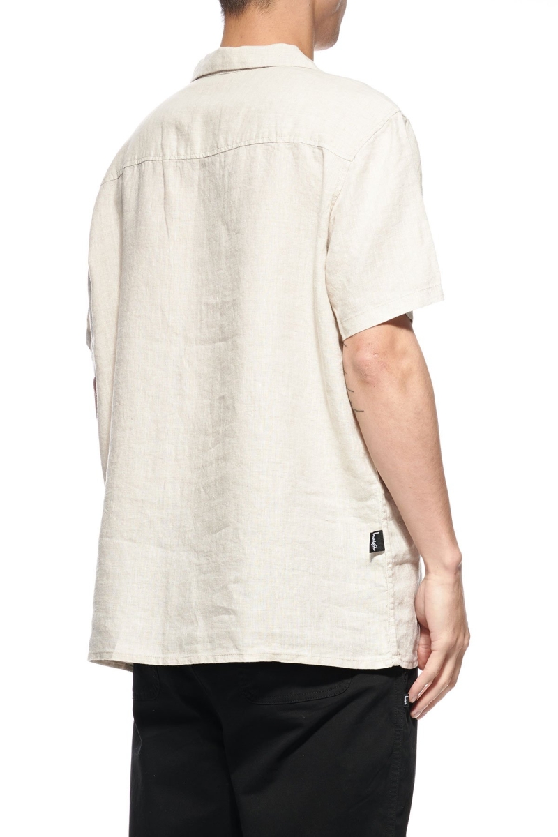 Yellow Men's Stussy Short Linen SS Shirts | CA0000333