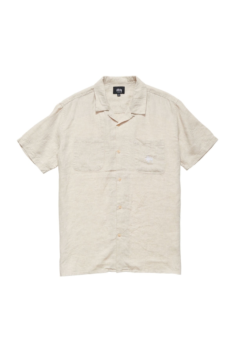 Yellow Men\'s Stussy Short Linen SS Shirts | CA0000333