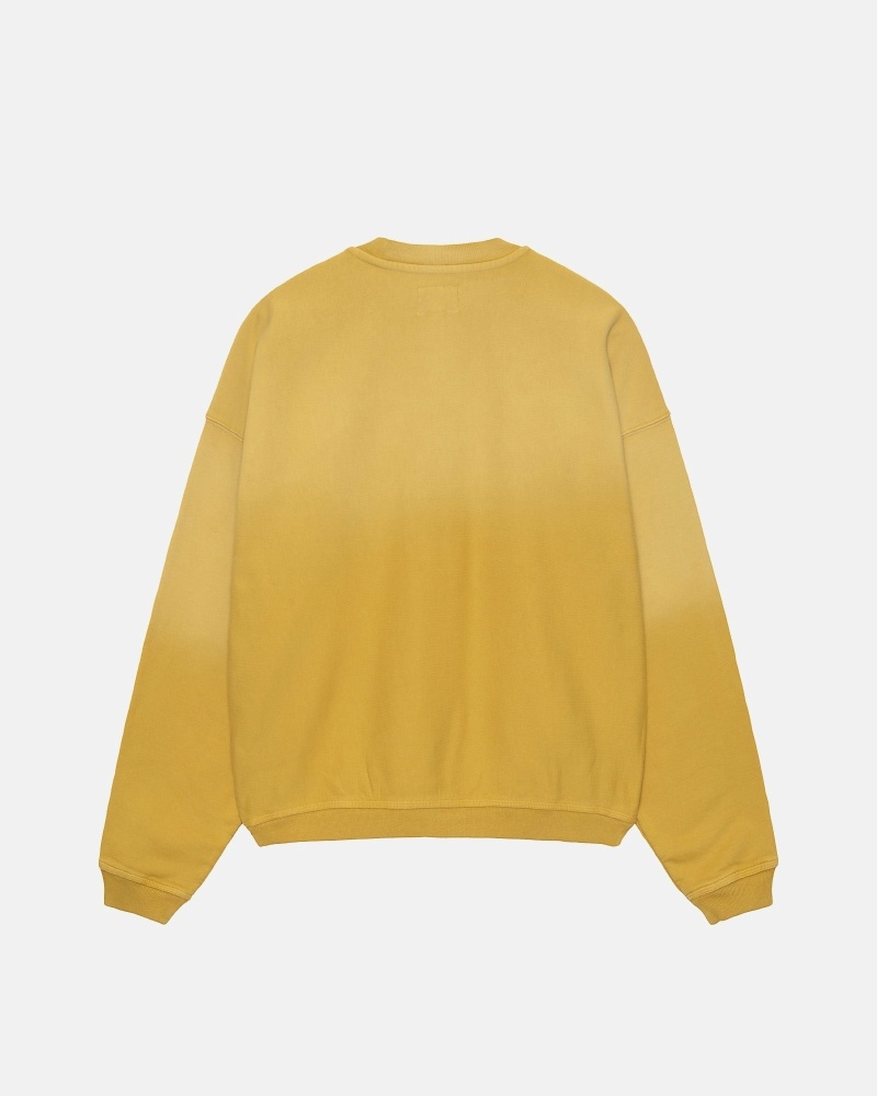 Yellow Men's Stussy Sun Faded Oversized Crew Hoodies | CA0000085