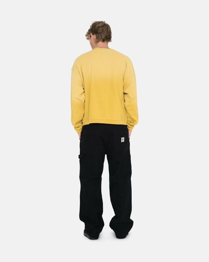 Yellow Men's Stussy Sun Faded Oversized Crew Hoodies | CA0000085