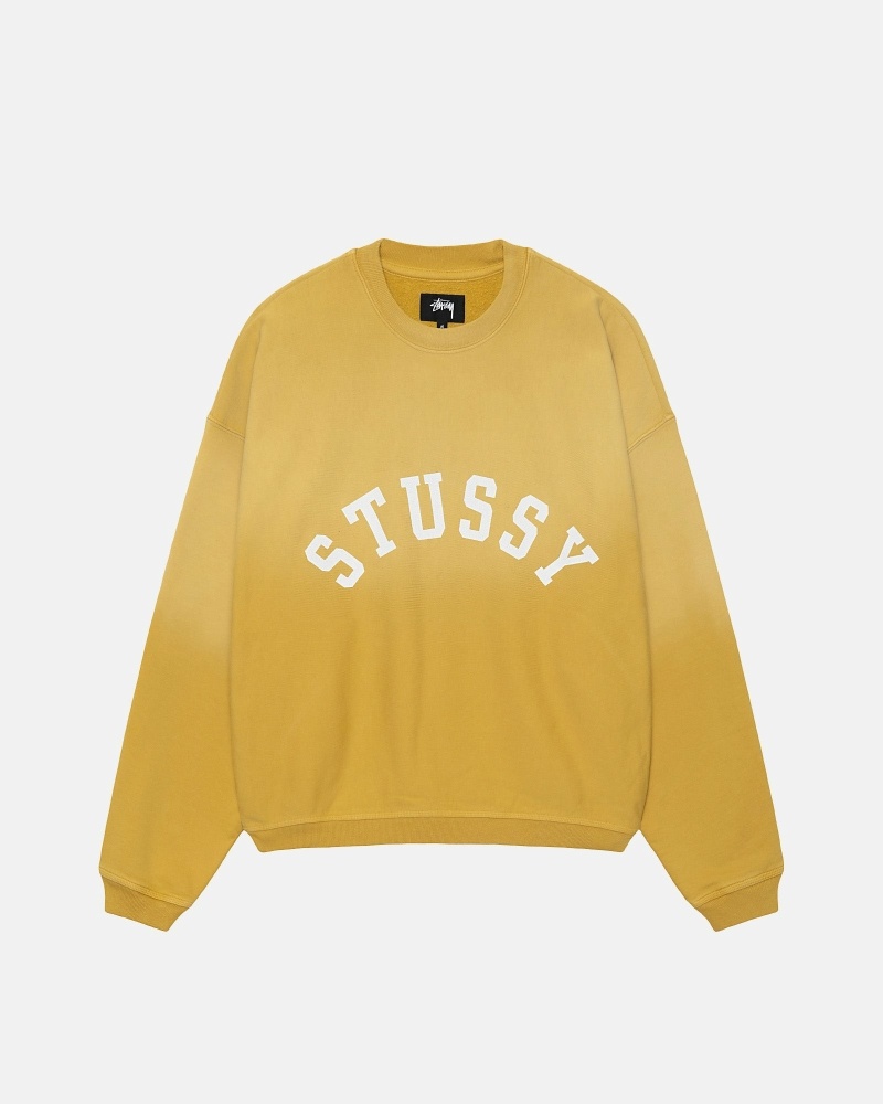 Yellow Men\'s Stussy Sun Faded Oversized Crew Hoodies | CA0000085