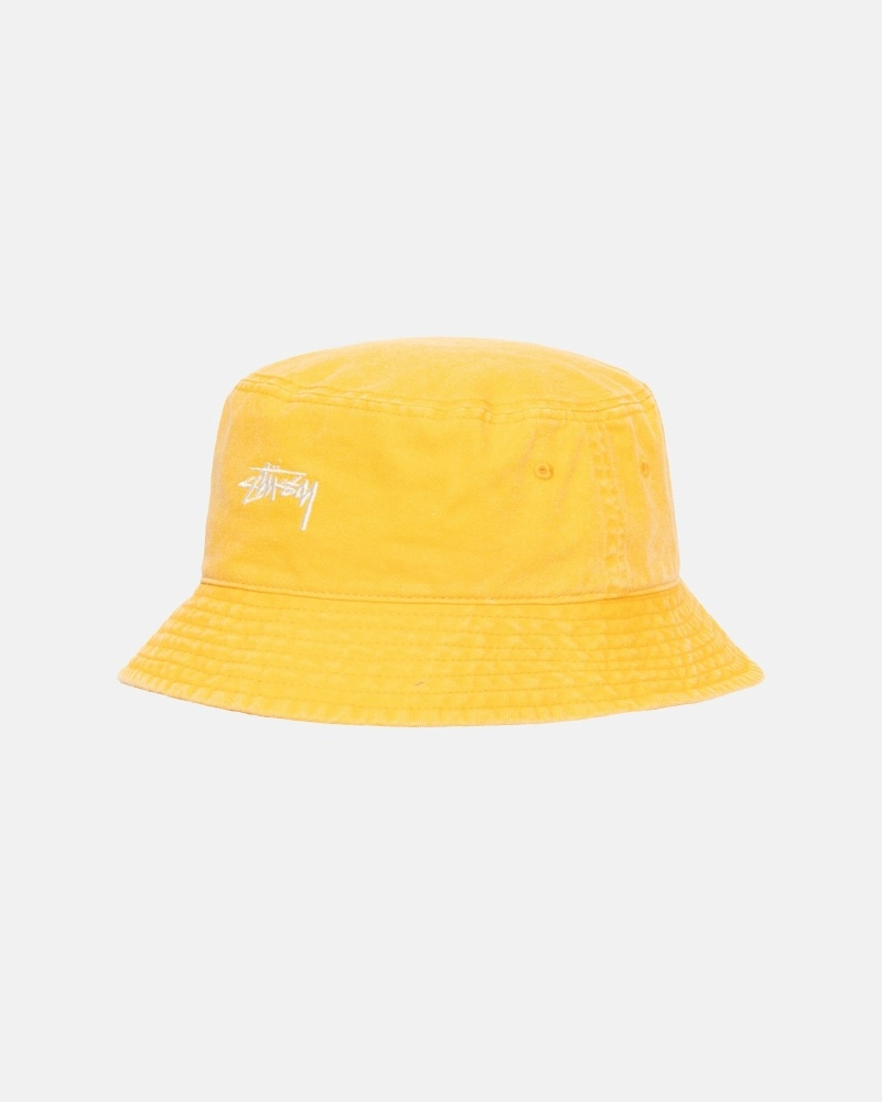 Yellow Men's Stussy Washed Stock Bucket Hats | CA0000508