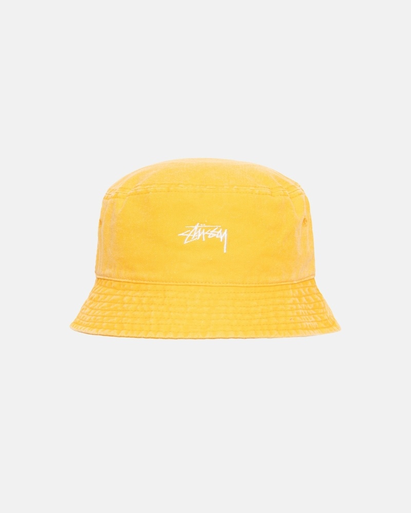 Yellow Men\'s Stussy Washed Stock Bucket Hats | CA0000508