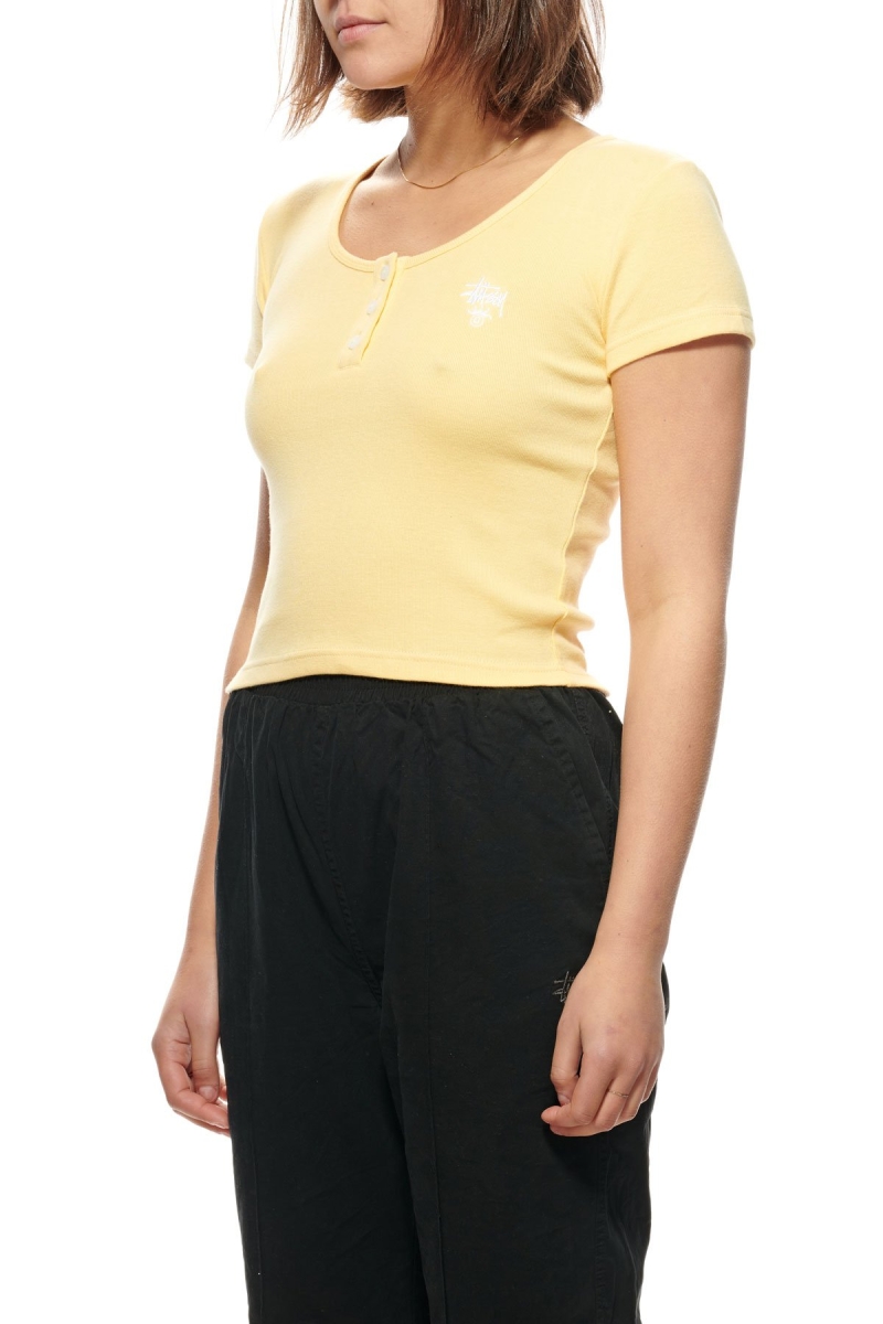 Yellow Women's Stussy Berk Scoop Neck T Shirts | CA0000113