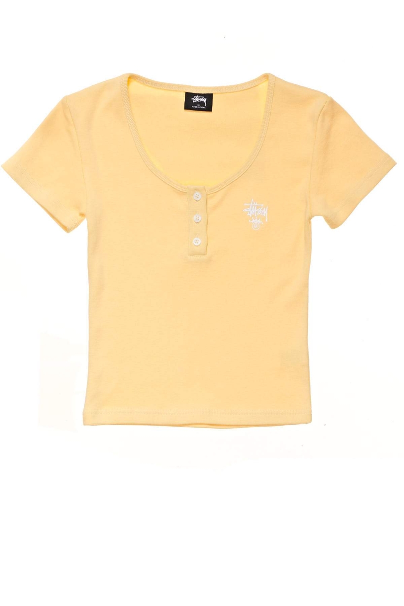 Yellow Women\'s Stussy Berk Scoop Neck T Shirts | CA0000113