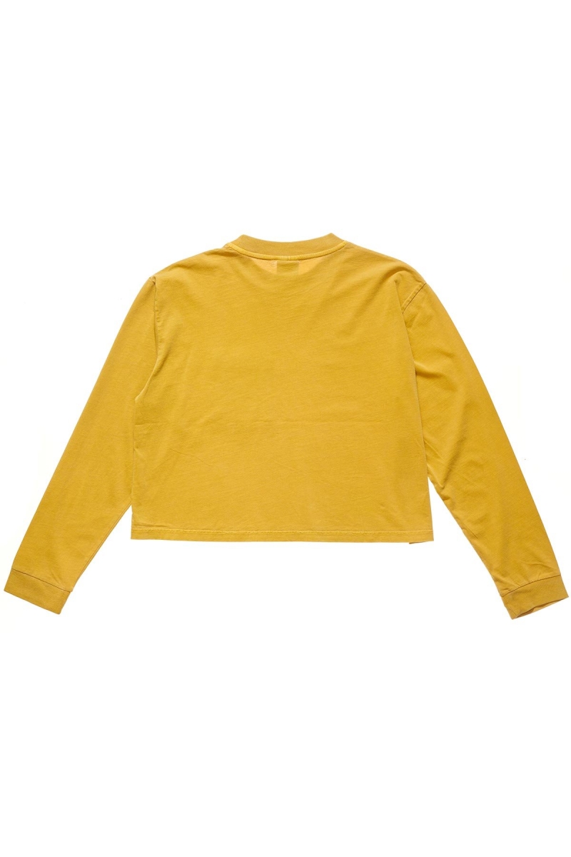 Yellow Women's Stussy Graffiti Pigment LS Boxy Sweatshirts | CA0000923