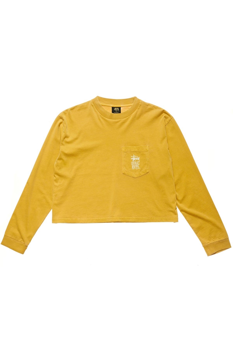 Yellow Women\'s Stussy Graffiti Pigment LS Boxy Sweatshirts | CA0000923