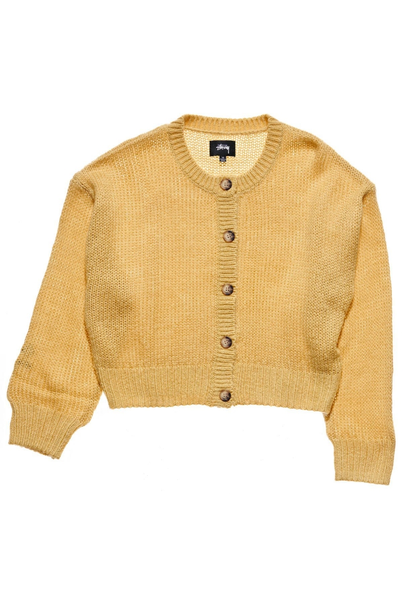 Yellow Women\'s Stussy Mable Button Up Cardy Sweaters | CA0000844