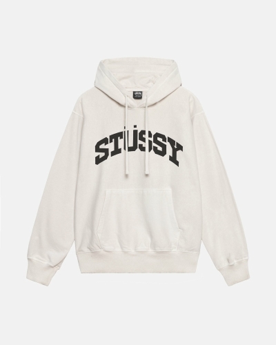 Beige Men's Stussy Block Sport Pigment Dyed Hoodies | CA0000019