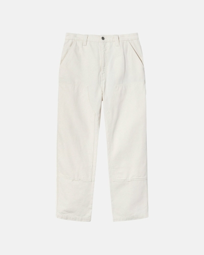 Beige Men's Stussy Canvas Work Pants | CA0000550