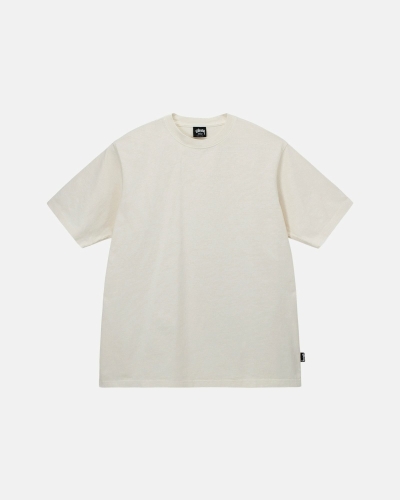 Beige Men's Stussy Heavyweight Pigment Dyed Crew T Shirts | CA0000201