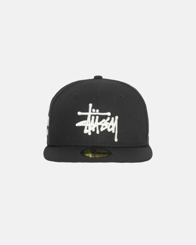 Black Men's Stussy Authentic New Era Caps | CA0000377