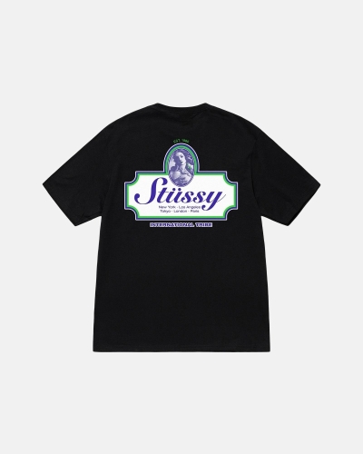 Black Men's Stussy Authentic T Shirts | CA0000096