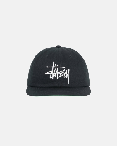 Black Men's Stussy Basic Strapback Caps | CA0000399