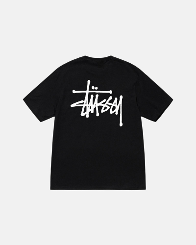 Black Men's Stussy Basic T Shirts | CA0000111