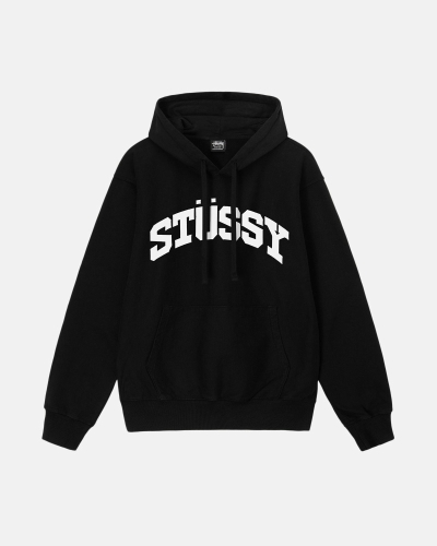 Black Men's Stussy Block Sport Pigment Dyed Hoodies | CA0000020