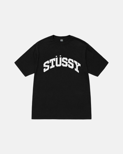 Black Men's Stussy Block Sport Pigment Dyed T Shirts | CA0000116