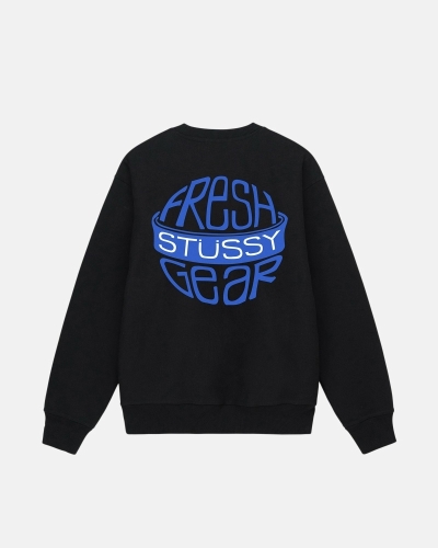 Black Men's Stussy Fresh Gear Crew Hoodies | CA0000043