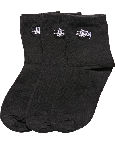 Black Men's Stussy Graffiti Crew (3 Pack) Socks | CA0000725