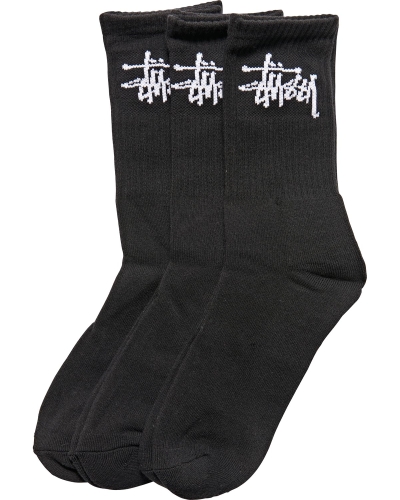 Black Men's Stussy Graffiti Crew (3 Pack) Socks | CA0000726