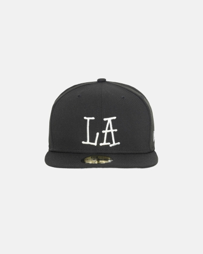 Black Men's Stussy La New Era Caps | CA0000470